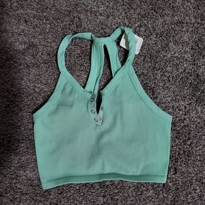 NWT Free People mint green sports bra/top